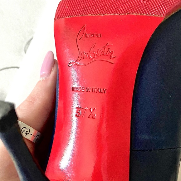 Authentic Navy Open-toed Christian Louboutin Heels - Picture 4 of 4